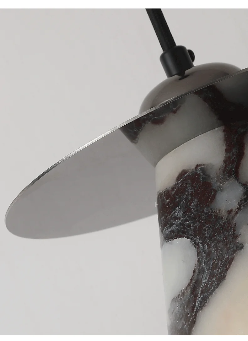 Feni Tapered Marble Conical Pendant Light - Lifestyle & Artisan Detail Angle 9 | IndochinaLight