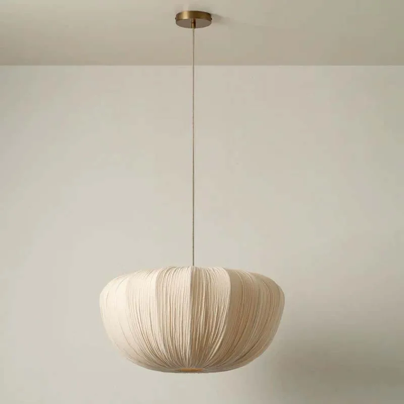 Ostrea Oversized Minimalist Fabric Wabi-Sabi Pendant Light - Lifestyle & Artisan Detail Angle 8 | IndochinaLight