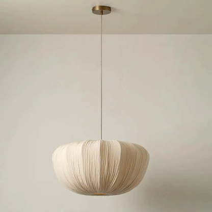 Ostrea Oversized Minimalist Fabric Wabi-Sabi Pendant Light - Lifestyle & Artisan Detail Angle 8 | IndochinaLight