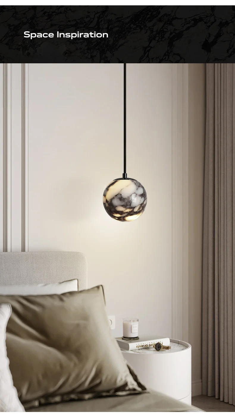 Oneta Minimalist Marble Pendant Light - Lifestyle & Artisan Detail Angle 7 | IndochinaLight