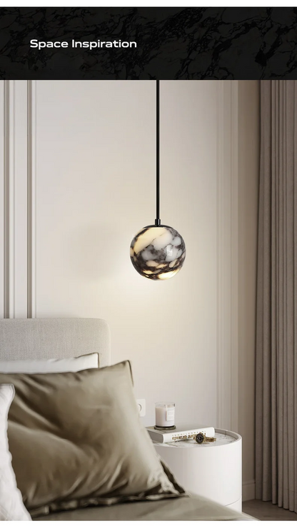 Oneta Minimalist Marble Pendant Light - Lifestyle & Artisan Detail Angle 7 | IndochinaLight