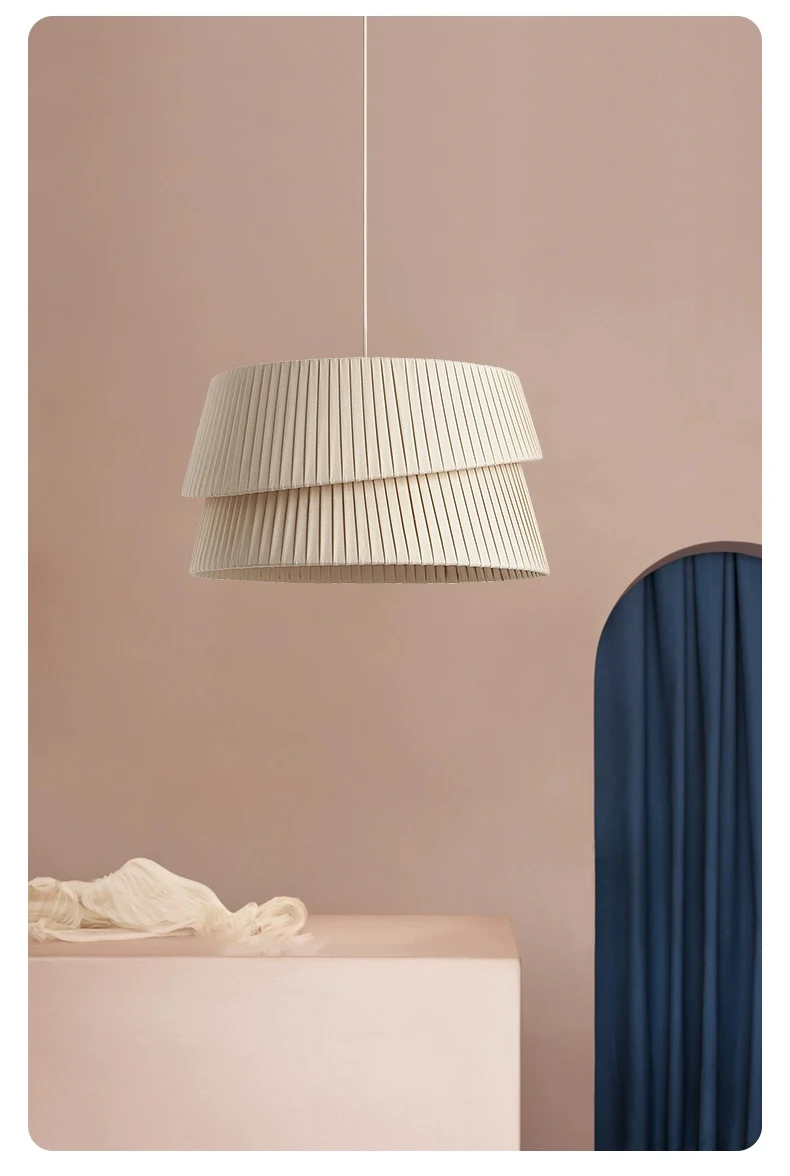 Westwing Nyla Nordic Cream Fabric Pendant Light - Lifestyle & Artisan Detail Angle 2 | IndochinaLight