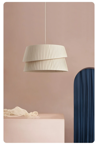 Westwing Nyla Nordic Cream Fabric Pendant Light - Lifestyle & Artisan Detail Angle 2 | IndochinaLight