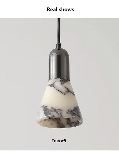 Yovira Tapered Marble Pendant Light - Lifestyle & Artisan Detail Angle 8 | IndochinaLight