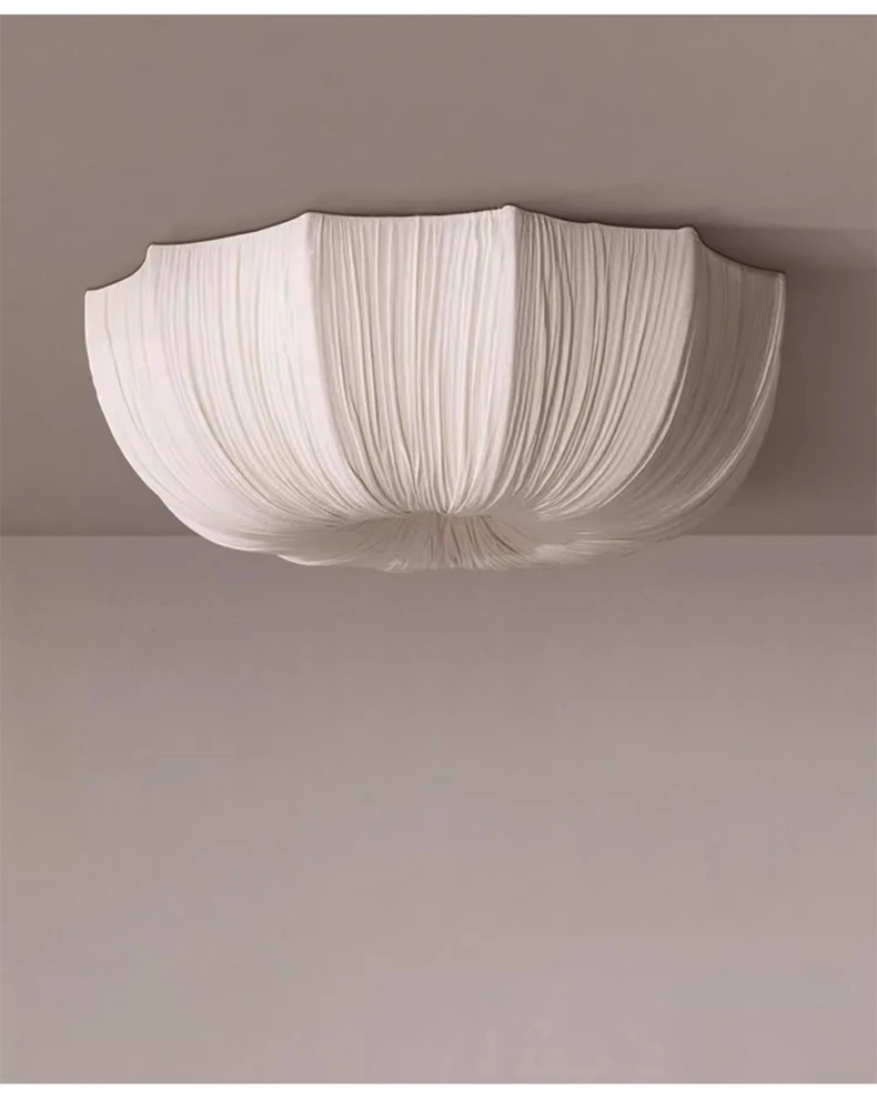Planetarium Wabi-Sabi White Nordic Linen Flush Mount - Lifestyle & Artisan Detail Angle 7 | IndochinaLight