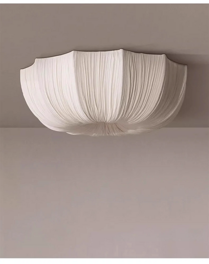 Planetarium Wabi-Sabi White Nordic Linen Flush Mount - Lifestyle & Artisan Detail Angle 7 | IndochinaLight