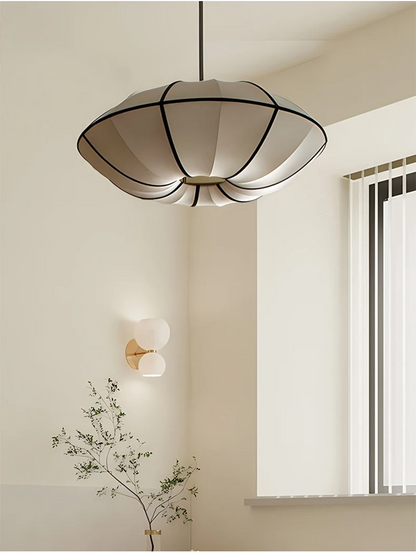 Bombori UFO Wabi-Sabi Silk Pendant Light - Lifestyle & Artisan Detail Angle 4 | IndochinaLight