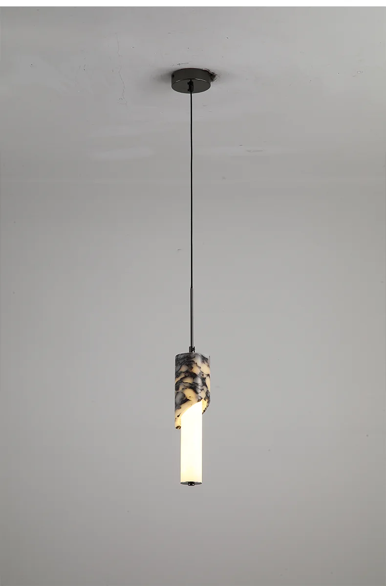Lampatron Marble Cylinder LED Pendant Light - Lifestyle & Artisan Detail Angle 7 | IndochinaLight