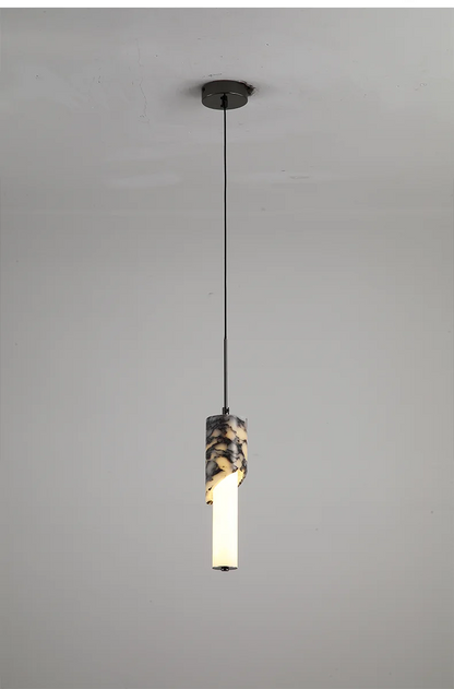 Lampatron Marble Cylinder LED Pendant Light - Lifestyle & Artisan Detail Angle 7 | IndochinaLight
