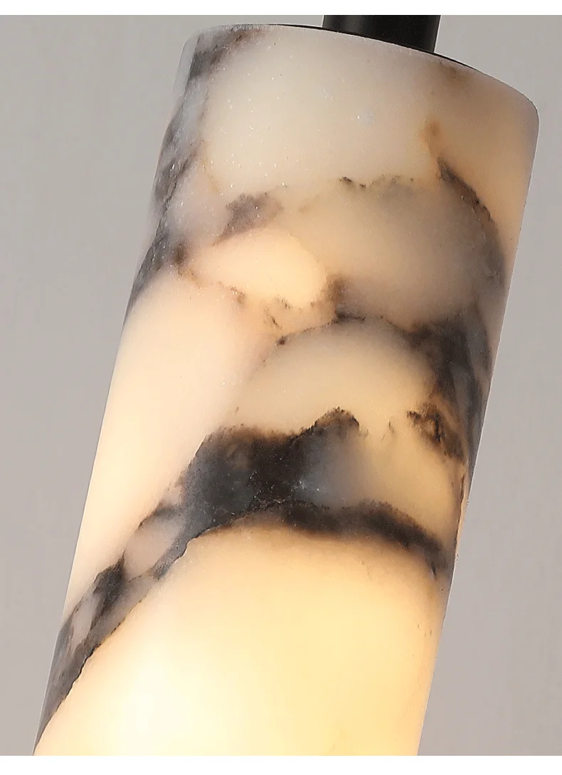 Rayvia Cylinder Alabaster Marble Pendant Light - Lifestyle & Artisan Detail Angle 10 | IndochinaLight