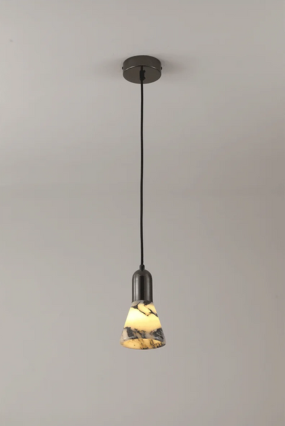 Yovira Tapered Marble Pendant Light - Lifestyle & Artisan Detail Angle 4 | IndochinaLight
