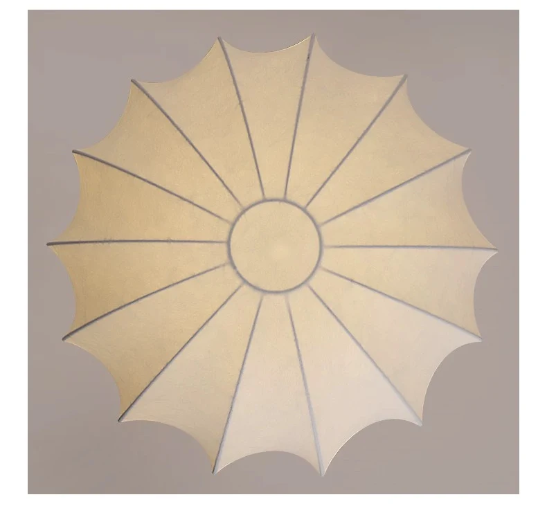 Flyrose Mid-Century White Silk Ceiling Light - Lifestyle & Artisan Detail Angle 4 | IndochinaLight