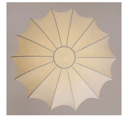 Flyrose Mid-Century White Silk Ceiling Light - Lifestyle & Artisan Detail Angle 4 | IndochinaLight