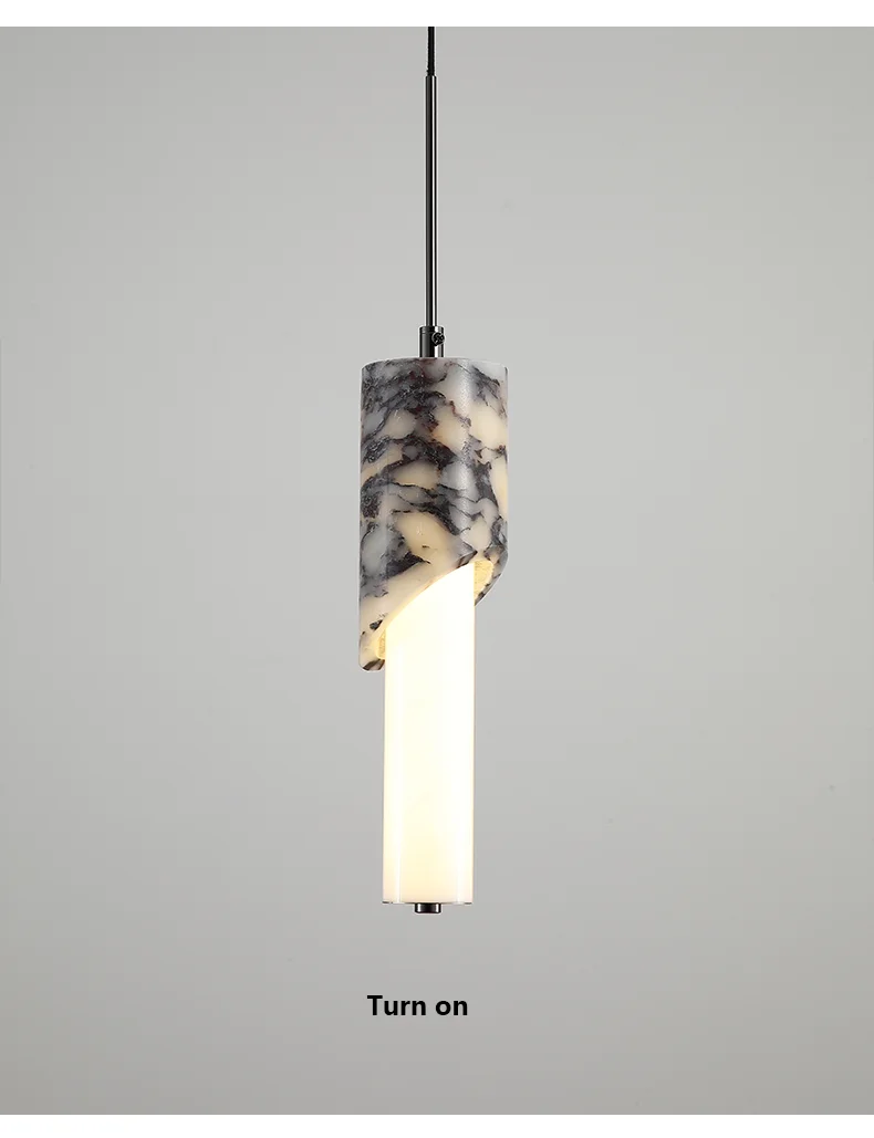 Lampatron Marble Cylinder LED Pendant Light - Lifestyle & Artisan Detail Angle 6 | IndochinaLight
