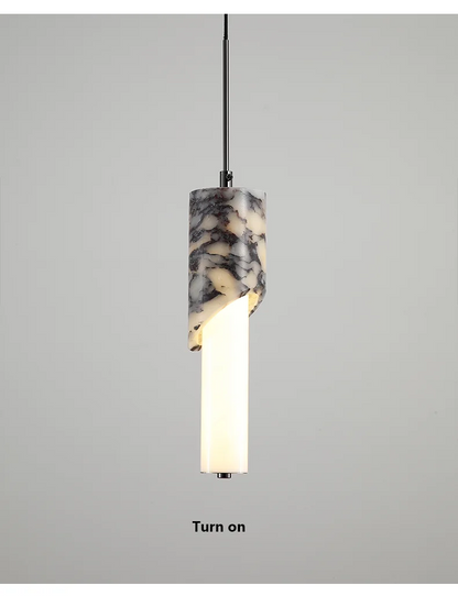 Lampatron Marble Cylinder LED Pendant Light - Lifestyle & Artisan Detail Angle 6 | IndochinaLight
