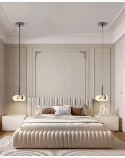 Vitrella Alabaster Luna Marble Pendant Light - Lifestyle & Artisan Detail Angle 7 | IndochinaLight