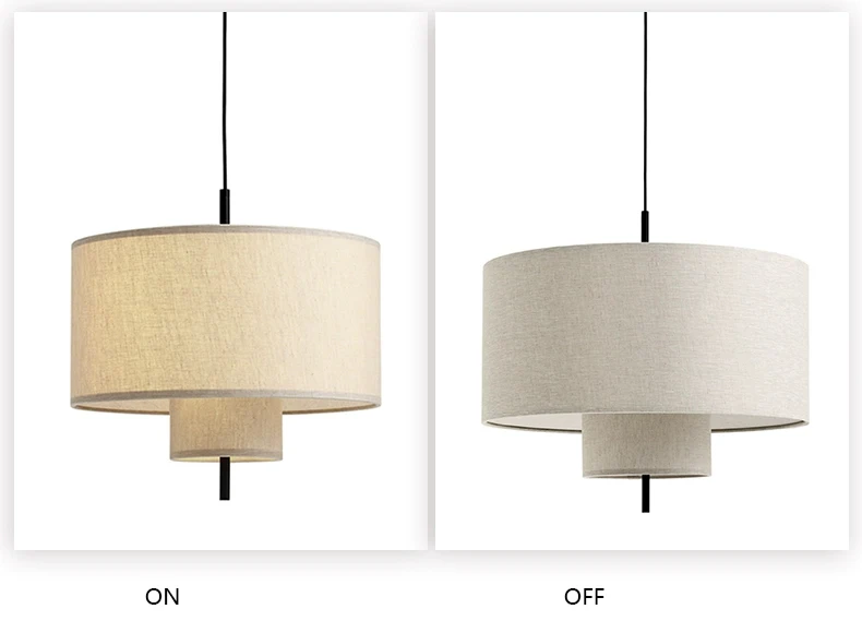 Margin Double Drum Fabric Pendant Light - Lifestyle & Artisan Detail Angle 8 | IndochinaLight