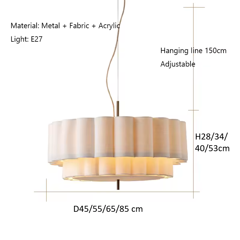 Folia Scalloped Fabric Wabi Sabi Pendant Light - Lifestyle & Artisan Detail Angle 13 | IndochinaLight