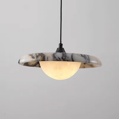 Astro Disc Modern Marble Pendant Light - Lifestyle & Artisan Detail Angle 4 | IndochinaLight