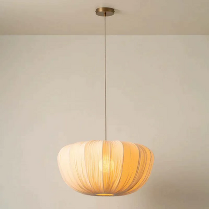 Ostrea Oversized Minimalist Fabric Wabi-Sabi Pendant Light - Lifestyle & Artisan Detail Angle 7 | IndochinaLight