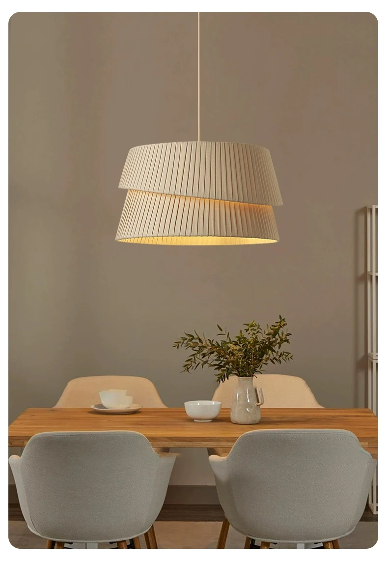 Westwing Nyla Nordic Cream Fabric Pendant Light - Lifestyle & Artisan Detail Angle 3 | IndochinaLight