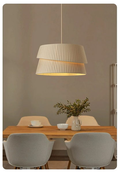 Westwing Nyla Nordic Cream Fabric Pendant Light - Lifestyle & Artisan Detail Angle 3 | IndochinaLight