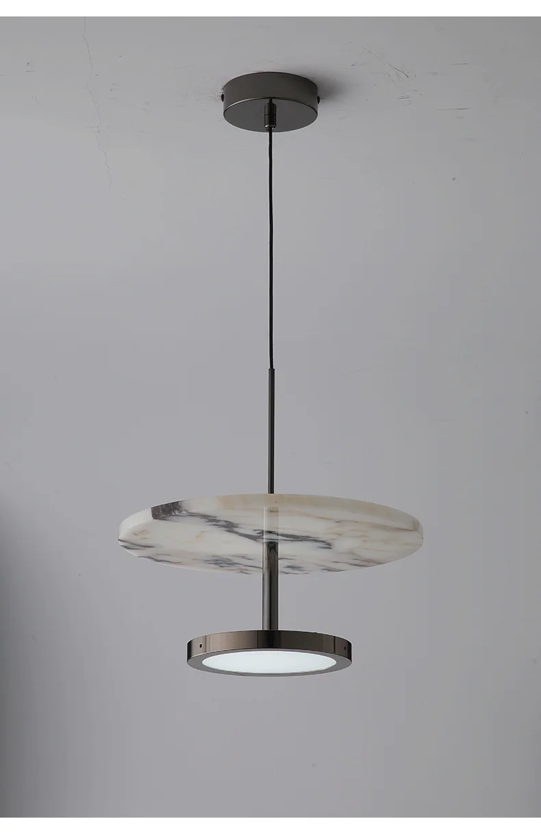 Noctra Double-Disc Marble Pendant Light - Lifestyle & Artisan Detail Angle 10 | IndochinaLight