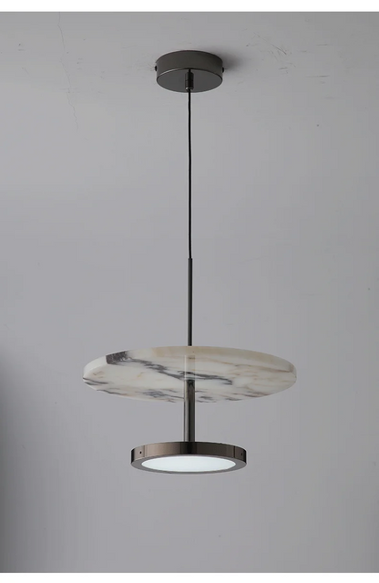 Noctra Double-Disc Marble Pendant Light - Lifestyle & Artisan Detail Angle 10 | IndochinaLight