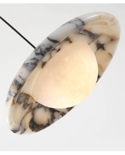 Astro Disc Modern Marble Pendant Light - Lifestyle & Artisan Detail Angle 12 | IndochinaLight