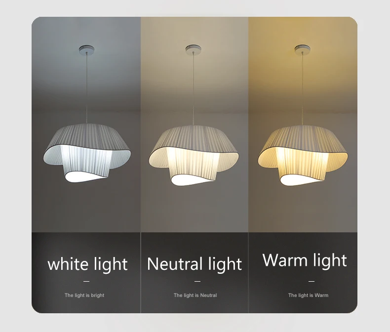 Madio White Nordic Fabric Pendant Light - Lifestyle & Artisan Detail Angle 4 | IndochinaLight