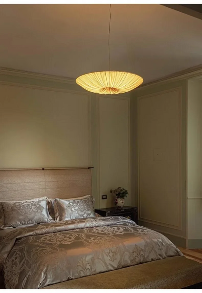 Gu Lousi Japanese Wabi Sabi Cloth Pendant Light - Lifestyle & Artisan Detail Angle 3 | IndochinaLight