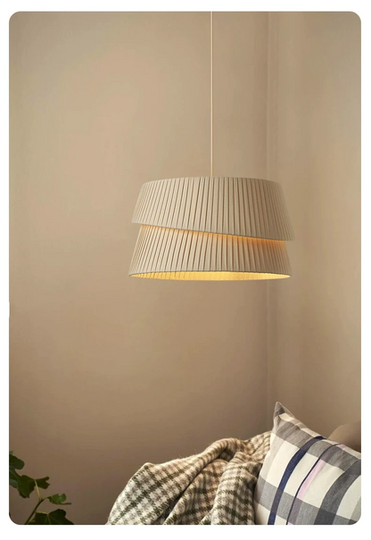 Westwing Nyla Nordic Cream Fabric Pendant Light - Lifestyle & Artisan Detail Angle 9 | IndochinaLight
