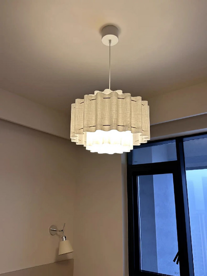 StockHolm 2025 Nordic White Fabric Pendant Light - Lifestyle & Artisan Detail Angle 9 | IndochinaLight