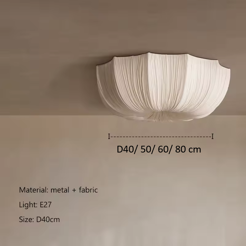 Planetarium Wabi-Sabi White Nordic Linen Flush Mount - Lifestyle & Artisan Detail Angle 11 | IndochinaLight