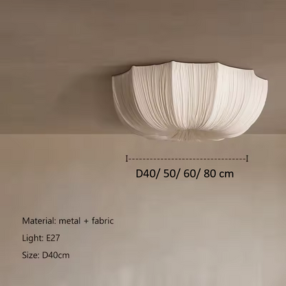 Planetarium Wabi-Sabi White Nordic Linen Flush Mount - Lifestyle & Artisan Detail Angle 11 | IndochinaLight