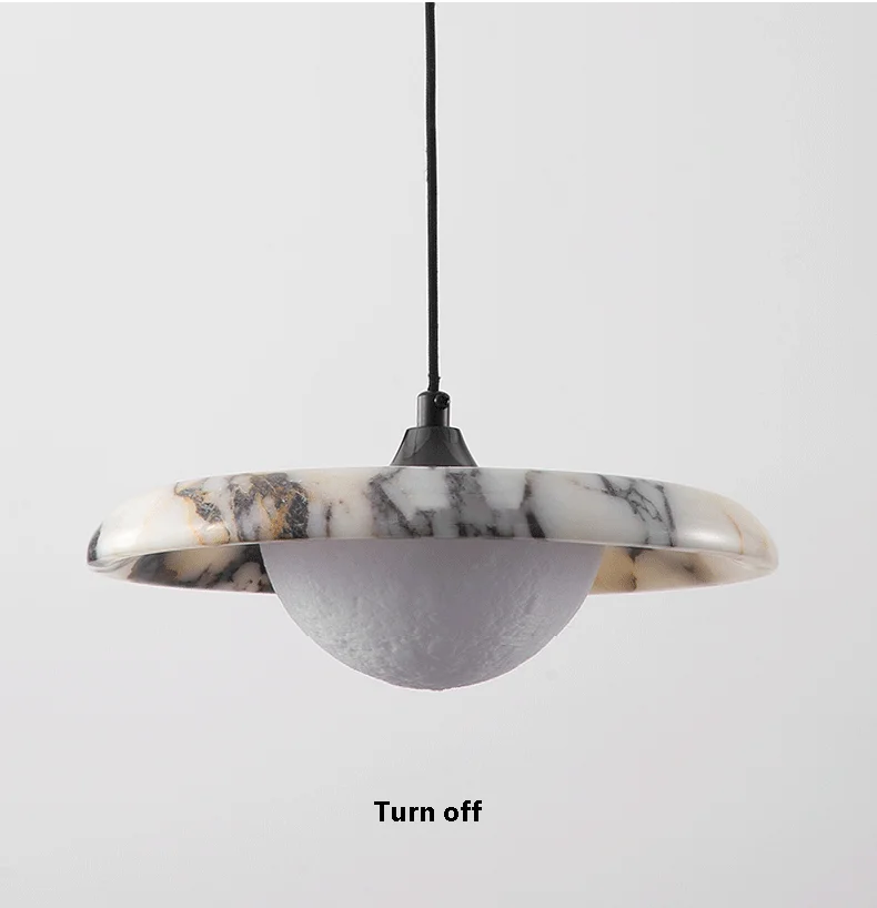 Astro Disc Modern Marble Pendant Light - Lifestyle & Artisan Detail Angle 7 | IndochinaLight