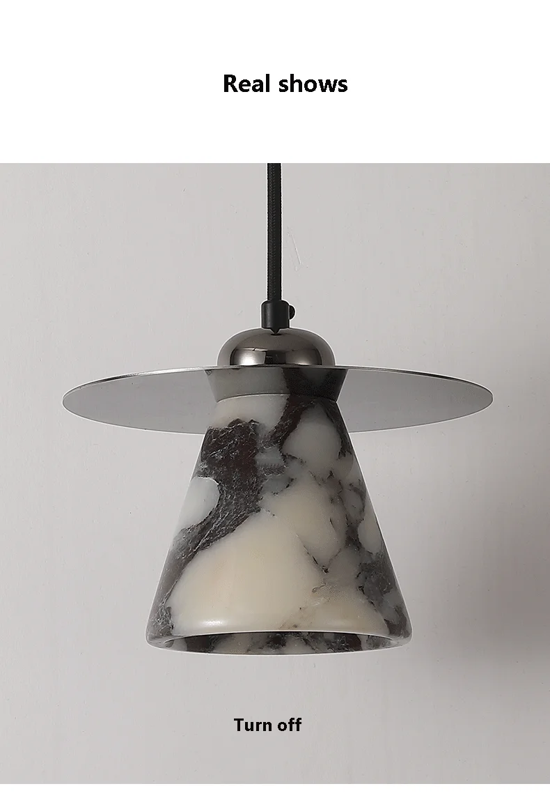 Feni Tapered Marble Conical Pendant Light - Lifestyle & Artisan Detail Angle 6 | IndochinaLight