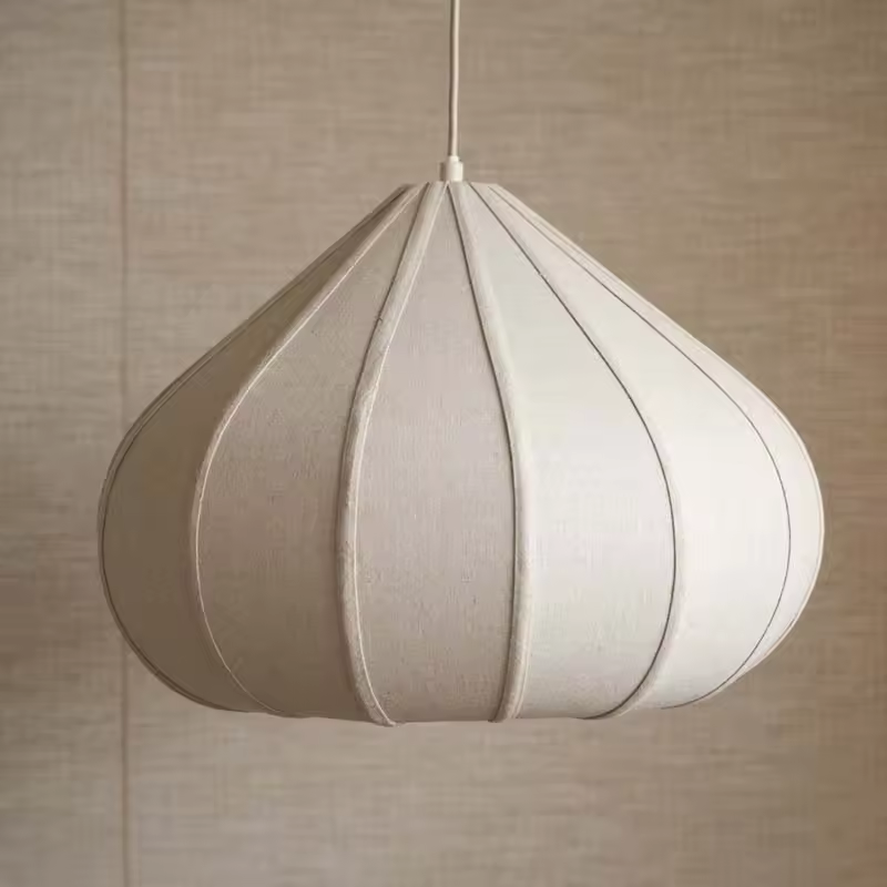 Onion Japanese Wabi Sabi Fabric Pendant Light - Lifestyle & Artisan Detail Angle 10 | IndochinaLight