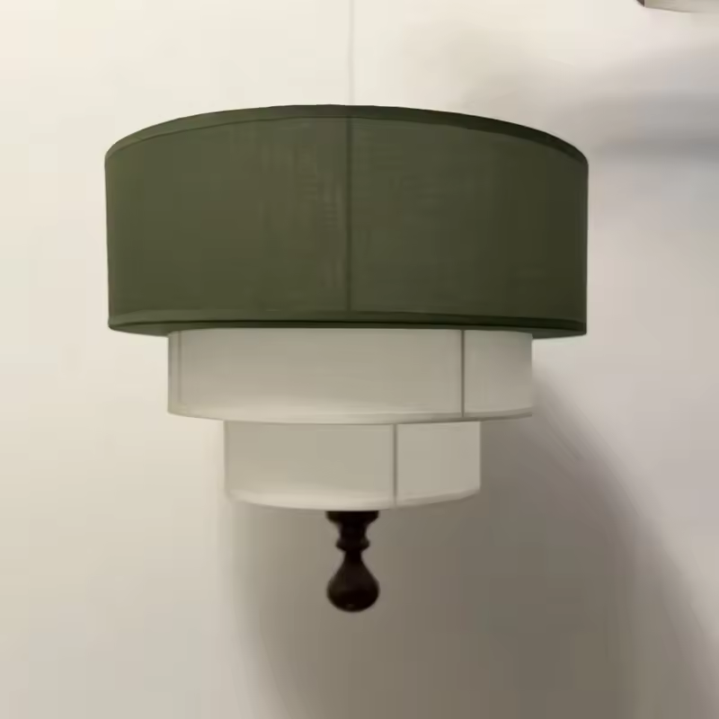 Vanelia 3 Tiers Textile Drum Fabric Pendant Light - Lifestyle & Artisan Detail Angle 10 | IndochinaLight
