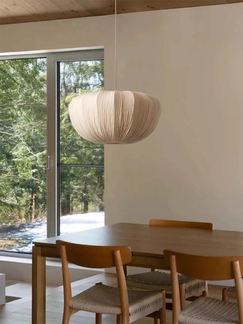 Ostrea Oversized Minimalist Fabric Wabi-Sabi Pendant Light - Lifestyle & Artisan Detail Angle 6 | IndochinaLight
