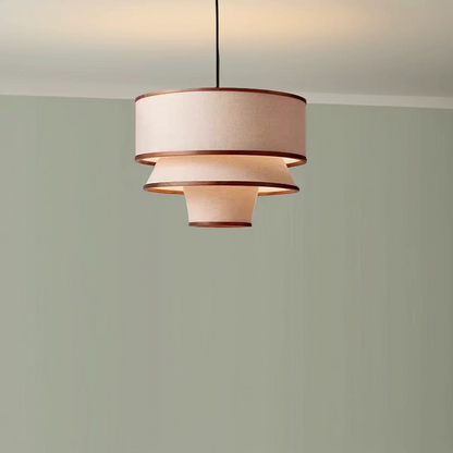 Bruna Walnut Wood and Linen Wabi Sabi Pendant Light - Lifestyle & Artisan Detail Angle 4 | IndochinaLight