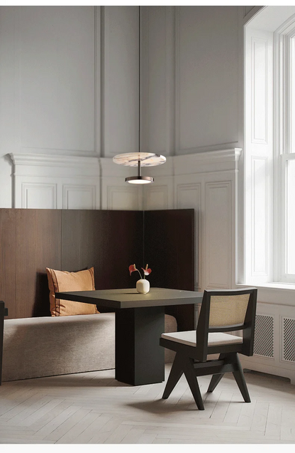 Noctra Double-Disc Marble Pendant Light - Lifestyle & Artisan Detail Angle 9 | IndochinaLight
