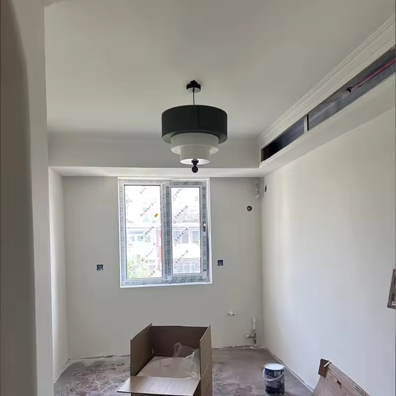 Vanelia 3 Tiers Textile Drum Fabric Pendant Light - Lifestyle & Artisan Detail Angle 12 | IndochinaLight