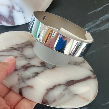 Round Zat Disc Marble Pendant Light - Lifestyle & Artisan Detail Angle 7 | IndochinaLight