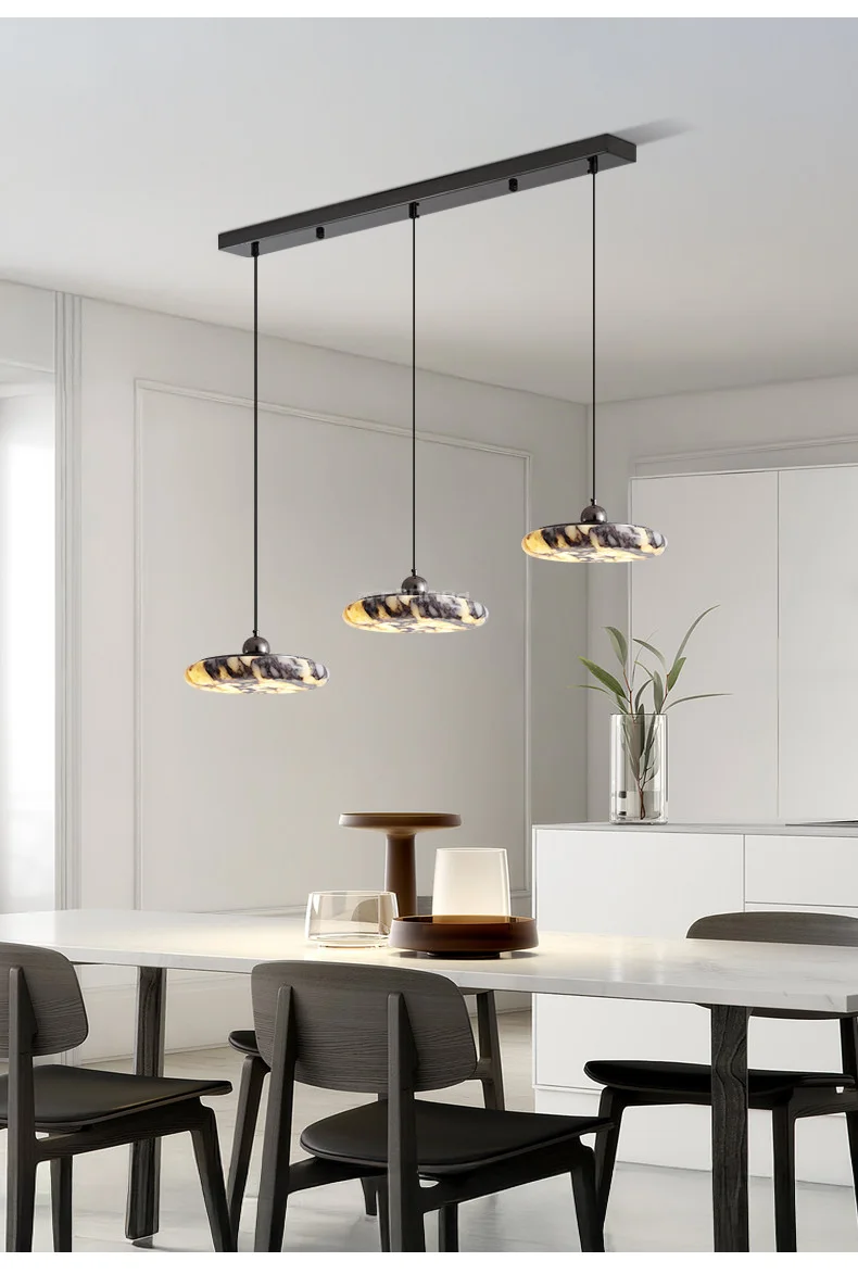 Farno Luxury Black Marble Pendant Light - Lifestyle & Artisan Detail Angle 2 | IndochinaLight