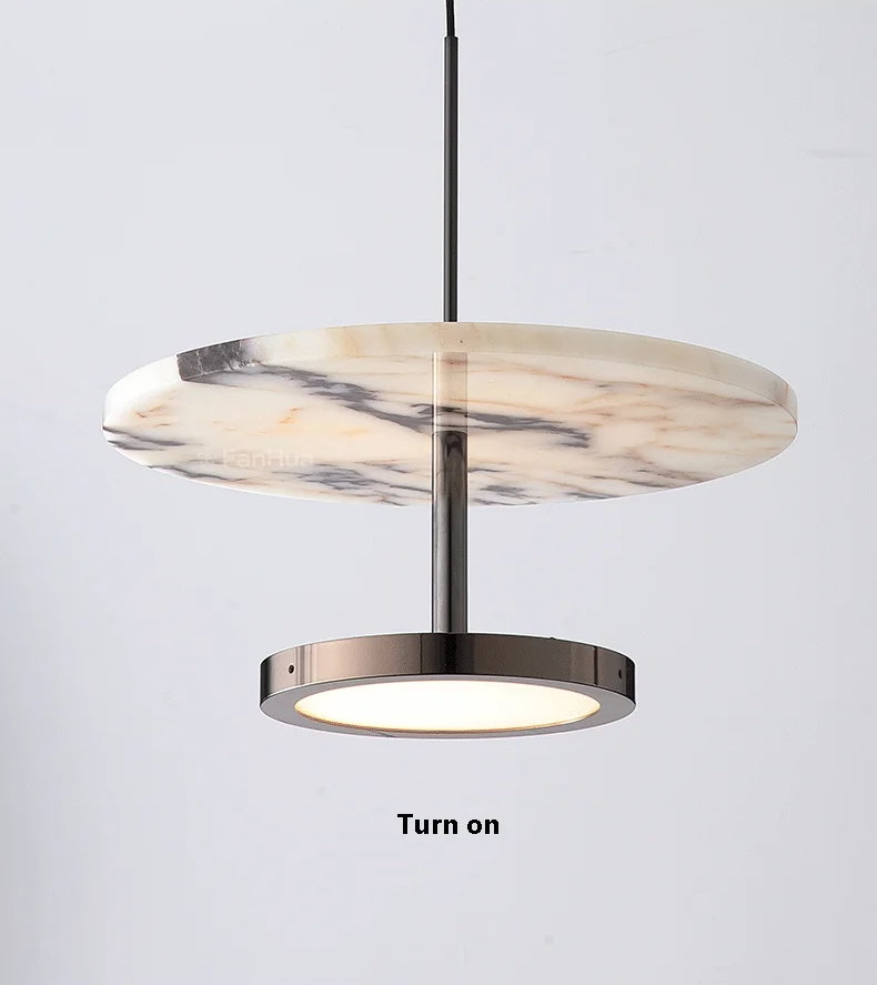 Noctra Double-Disc Marble Pendant Light - Lifestyle & Artisan Detail Angle 8 | IndochinaLight