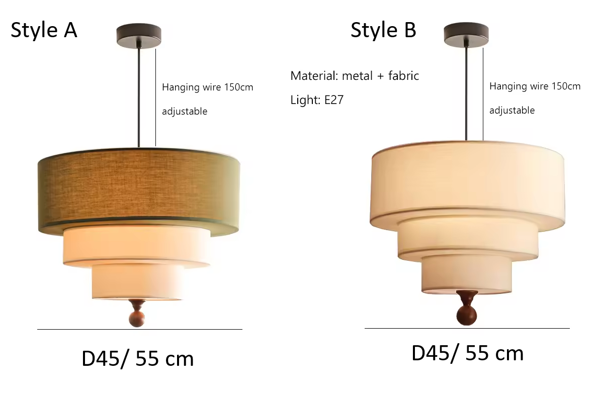 Vanelia 3 Tiers Textile Drum Fabric Pendant Light - Lifestyle & Artisan Detail Angle 13 | IndochinaLight