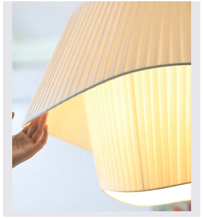 Madio White Nordic Fabric Pendant Light - Lifestyle & Artisan Detail Angle 18 | IndochinaLight