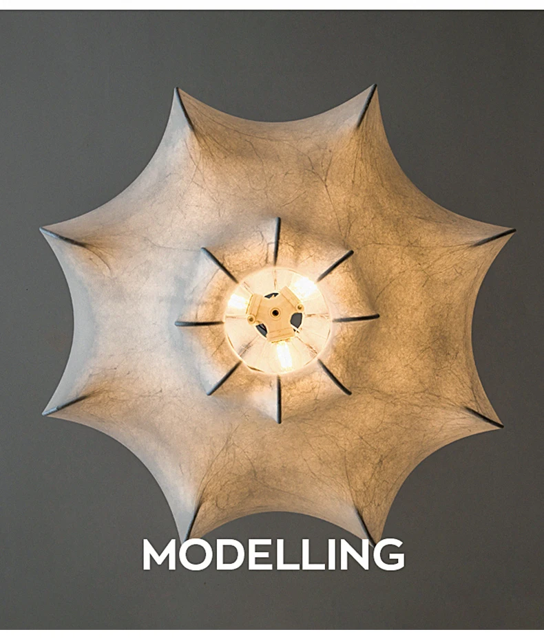 Viscontea Cocoon White Silk Wabi Sabi Pendant Light - Lifestyle & Artisan Detail Angle 3 | IndochinaLight