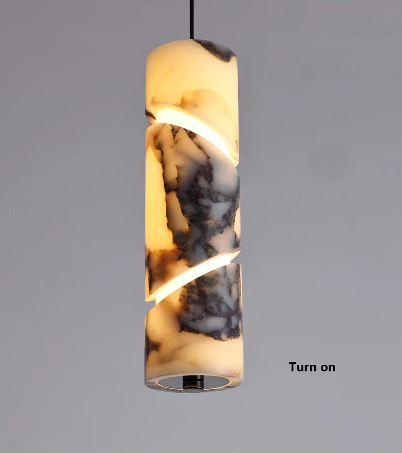 Siena Modern Marble Pendant Light - Lifestyle & Artisan Detail Angle 4 | IndochinaLight